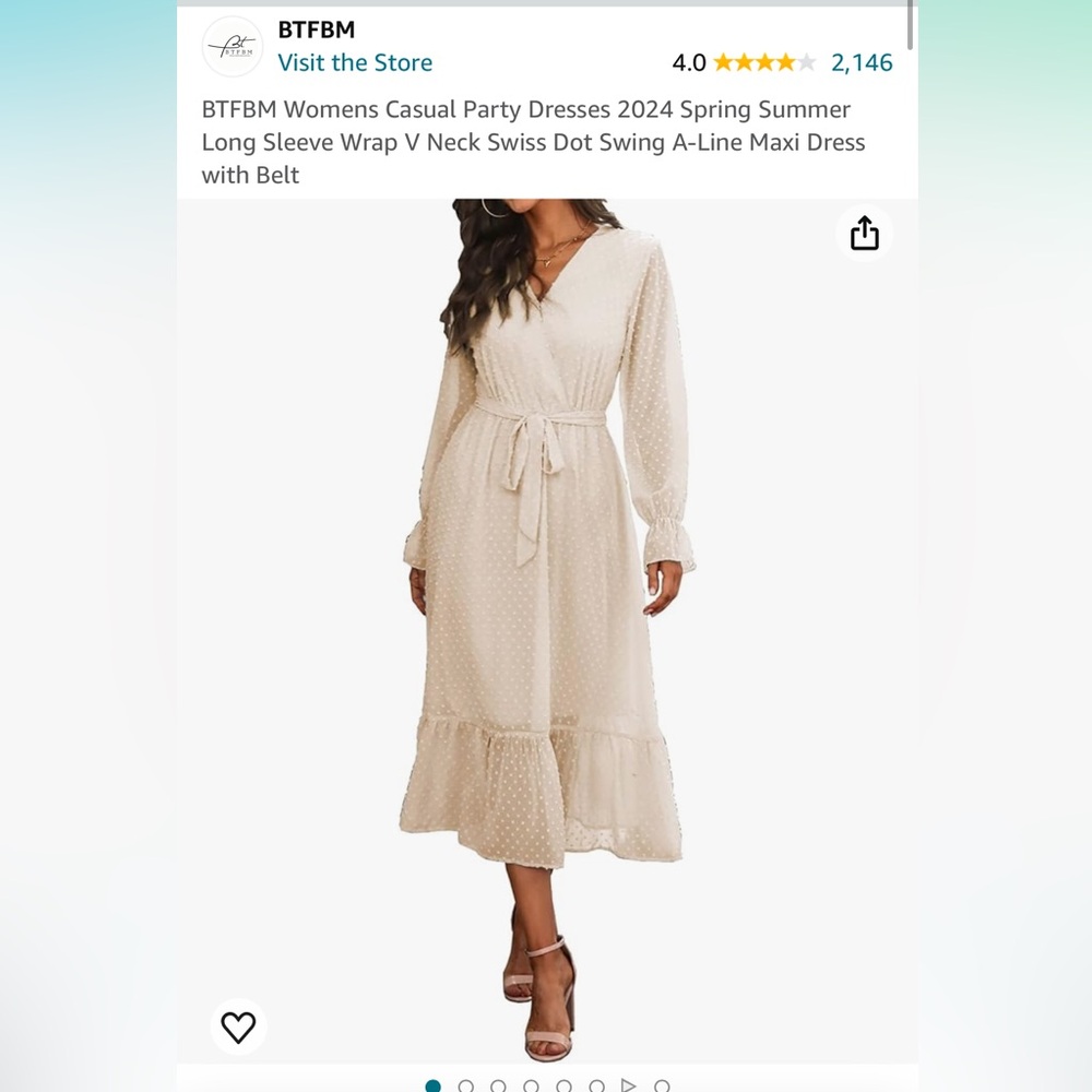 Amazon cream v neck wrap maxi